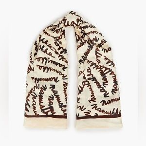 Nanushka Printed Calligraphy Silk Scarf Handkerchief